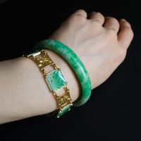 chinese jade bracelet, vintage jade bracelet, antique jade bracelet, carved jade bracelet, jade gold bracelet, vintage jade jewellery, antique chinese jewellery, Gem Gardener