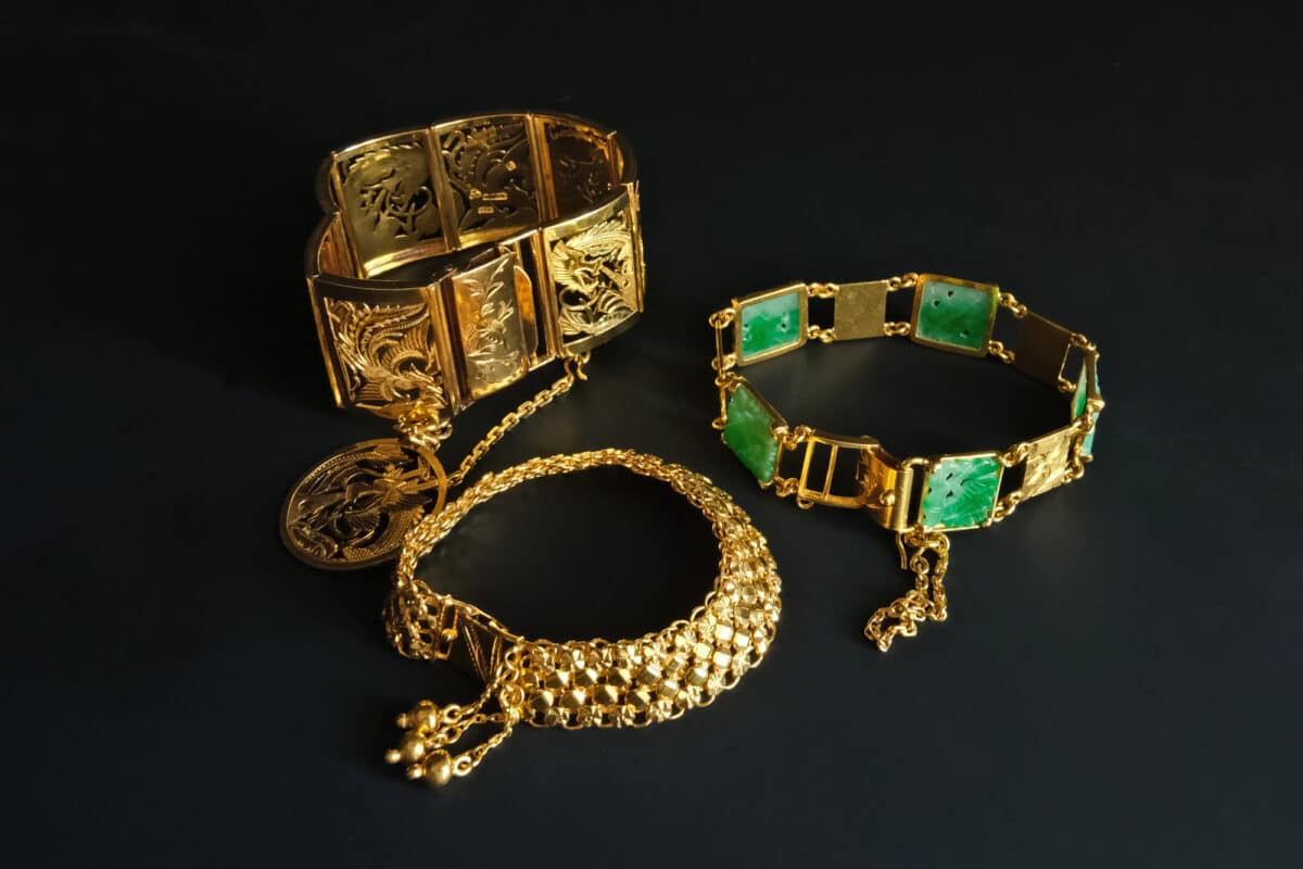 Antique Screen Dragon Phoenix Gold Bracelet 22k Chinese Antique Screen Dragon Phoenix Gold Bracelet 22k Chinese