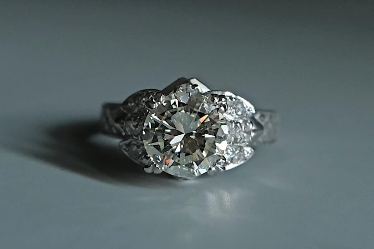 vintage platinum diamond ring, antique platinum diamond ring, diamond ring singapore, 1.5ct diamond ring, mid century diamond ring for sale, antique jewellery singapore, vintage rings singapore, vintage engagement ring singapore, Gem Gardener