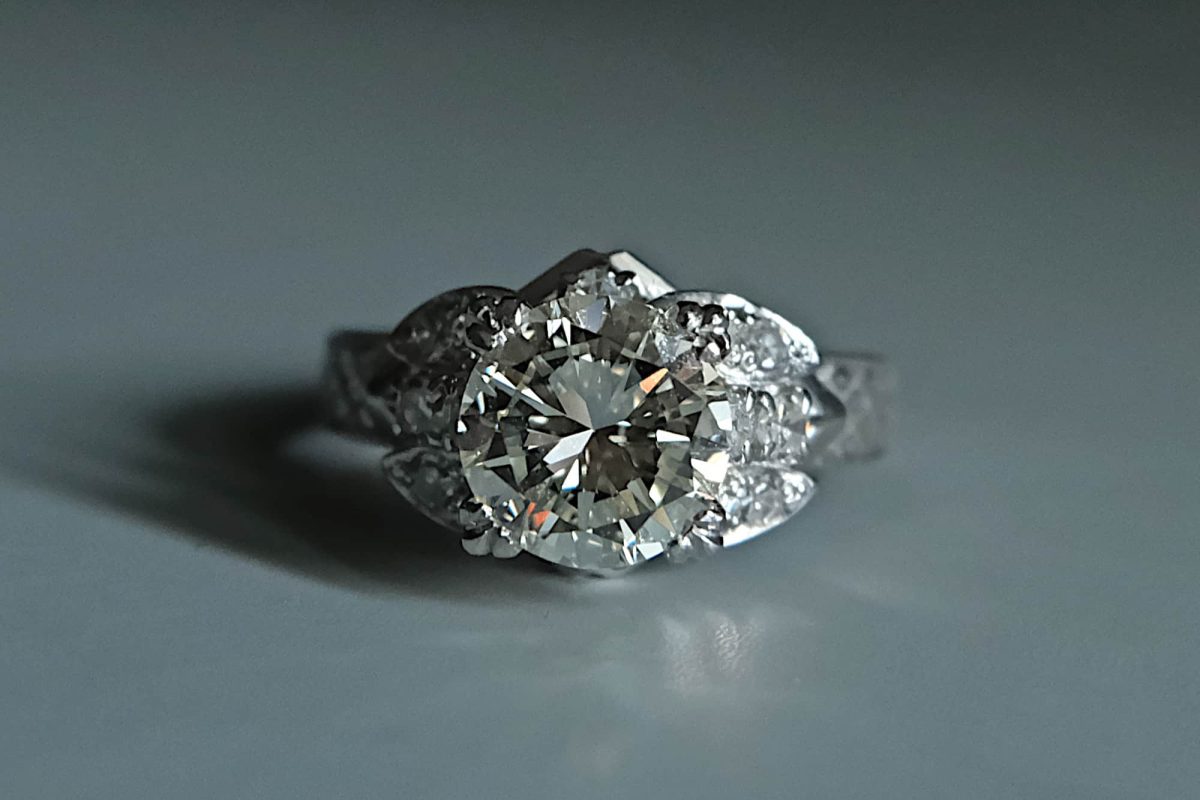 vintage platinum diamond ring, antique platinum diamond ring, diamond ring singapore, 1.5ct diamond ring, mid century diamond ring for sale, antique jewellery singapore, vintage rings singapore, vintage engagement ring singapore, Gem Gardener