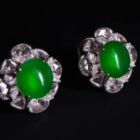 Glassy Jadeite, 翡翠, 玻璃种, jade stud earrings singapore, ice jade earrings, icy green jade, icy green jadeite, green jadeite stud earrings, jade jewellery singapore, Gem Gardener