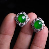 Glassy Jadeite, 翡翠, 玻璃种, jade stud earrings singapore, ice jade earrings, icy green jade, icy green jadeite, green jadeite stud earrings, jade jewellery singapore, Gem Gardener