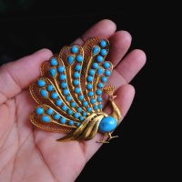 antique peacock brooch, vintage peacock brooch, antique turquoise brooch, vintage turquoise brooch, antique gold brooches for sale, antique gold brooch for men, vintage brooch singapore, gold brooch singapore, peacock jewelry, Gem Gardener