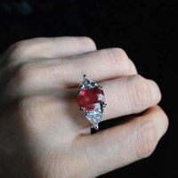 three stone ruby and diamond ring, 5 carat ruby ring, unheated ruby ring, unheated mozambique ruby ring, ruby ring singapore, red ruby singapore, ruby engagement ring singapore, ruby jewellery singapore, Gem Gardener