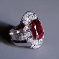 Ruby Diamond Ring, unheated ruby ring, antique style ruby ring, natural unheated untreated ruby, ruby ring singapore, ruby engagement ring with diamonds, ruby engagement ring singapore, ruby halo rings for sale, Gem Gardener