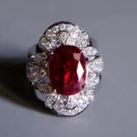 Ruby Diamond Ring, unheated ruby ring, antique style ruby ring, natural unheated untreated ruby, ruby ring singapore, ruby engagement ring with diamonds, ruby engagement ring singapore, ruby halo rings for sale, Gem Gardener