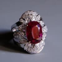 Ruby Diamond Ring, unheated ruby ring, antique style ruby ring, natural unheated untreated ruby, ruby ring singapore, ruby engagement ring with diamonds, ruby engagement ring singapore, ruby halo rings for sale, Gem Gardener