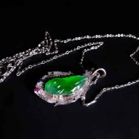Icy Green Jade Pendant, 飘花翡翠, 翡翠, 玻璃种, green jade pendant charm, jade pendant singapore, ice jade jewelry for sale, jade jewellery singapore, jade leaf pendant price, carved jade pendants for sale, Gem Gardener
