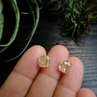 Fancy Light Yellow Diamond, fancy yellow diamond stud earrings, 2ct each diamond earrings, 2ct fancy yellow diamond, 2 carat yellow diamond earrings, light yellow diamond earrings, yellow diamond singapore, Gem Gardener