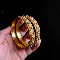 Vintage Indian Gold Bangles, indian enamel bangles, antique indian bangles, Vintage Gold Bangles for sale, antique gold jewellery singapore, Gem Gardener