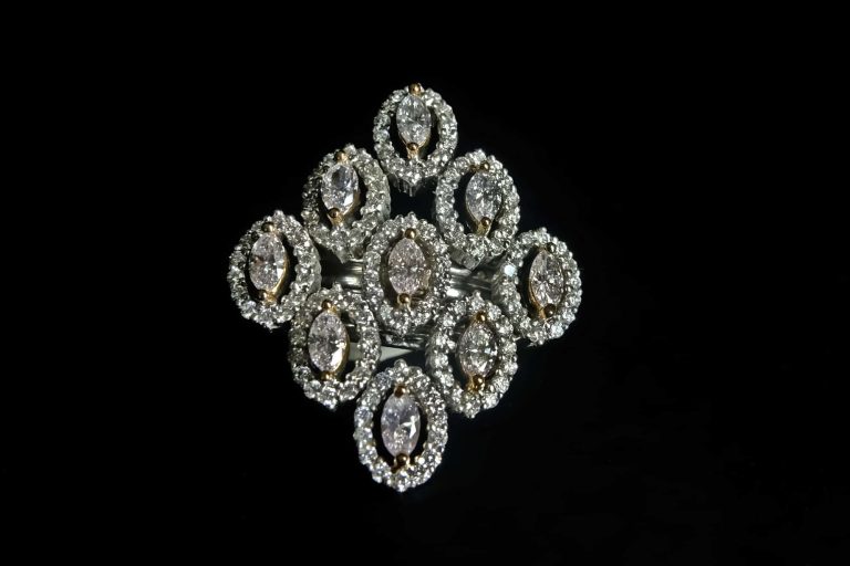 Marquise Cluster Ring, diamond cluster ring, navette diamond ring, vintage diamond rings for sale, vintage cocktail rings diamond, Gem Gardener