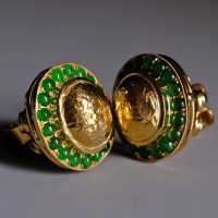 Jade Stud Earrings, jade earrings singapore, jade stud earrings, cosmos earrings, large jade earrings, roman gold earrings, roman style jewellery, moon earrings studs gold, Gem Gardener