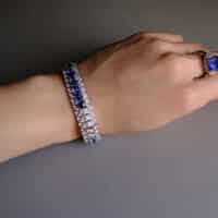 Blue Sapphire Bracelet White Gold, blue sapphire 18k gold bracelet, art deco sapphire bracelet, art deco style bracelet, art deco style jewellery, sapphire bracelet singapore, Gem Gardener