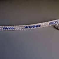 Blue Sapphire Bracelet White Gold, blue sapphire 18k gold bracelet, art deco sapphire bracelet, art deco style bracelet, art deco style jewellery, sapphire bracelet singapore, Gem Gardener