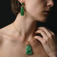 Straits Vintage Carved Jade Pendant 20k