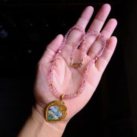 Vintage Enamel Pendant Necklace, antique chinese enamel, antique chinese jewelry, vintage enamel heart necklace, antique enamel charms, vintage enamel pendants, chinese wedding jewelry set gold, enamel pendant necklace gold, Gem Gardener