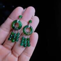 Jade Hoop Earrings, green jade dangle earrings, jade drop earrings gold, dark green jade earrings, intense green jadeite, dainty jade earrings, jadeite earrings singapore, jade earrings singapore, fine jade jewelry hong kong, jade jewellery singapore, Gem Gardener