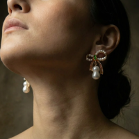 bow pearl drop earrings, ribbon earrings with pearl, pearl drop earrings singapore, ribbon stud earrings gold, bow pearl earrings gold, double pearl drop earrings, peanut pearl earrings, pearl earrings singapore, Gem gardener