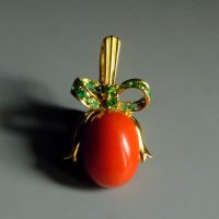 Red Coral Pendant Necklace, coral pearl necklace gold, red coral and pearl pendant, large red coral pendant, red coral singapore, single coral pendant, bow necklace gold, ribbon pendant necklace, Gem Gardener