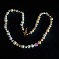 Big Pearl Little Pearl Necklace, Big Small Pearl Necklace, Beige Pearl Necklace, cream pearl necklace gold, pearl necklace singapore