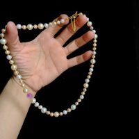 Big Pearl Little Pearl Necklace, Big Small Pearl Necklace, Beige Pearl Necklace, cream pearl necklace gold, pearl necklace singapore