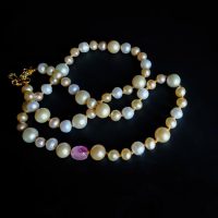 Big Pearl Little Pearl Necklace, Big Small Pearl Necklace, Beige Pearl Necklace, cream pearl necklace gold, pearl necklace singapore