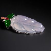 carved lavender jade pendant, lavender jade pendant, light lavender jadeite, purple jade pendant, carved leaf pendant, lavender jade jewelry, jade jewellery singapore, jade pendant singapore, Gem Gardener