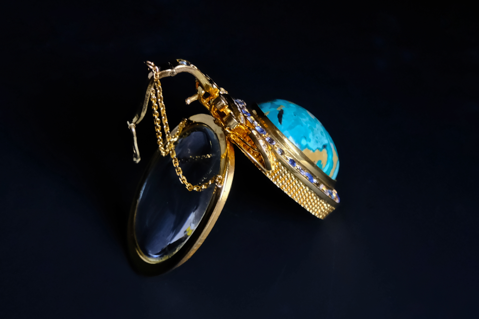 Turquoise Locket Pendant, large turquoise necklace pendant, fine jewelry locket necklace, large locket pendant gold, large locket necklace gold, large gold lockets for women, persian turquoise jewelry, gold locket singapore, large turquoise pendant gold, Gem Gardener