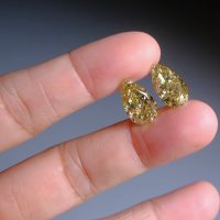 Pear Cut Diamond Earrings, Fancy Brownish Greenish Yellow Diamond, fancy brownish yellow diamond, fancy brown yellow diamond, buy loose diamond singapore, coloured diamonds singapore, Gem Gardener