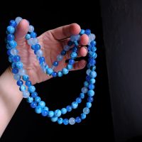 chrysocolla necklace gold, blue apatite necklace, Blue Long Beaded Necklace, long natural stone bead necklace, long beaded necklace, long necklace singapore, blue beaded necklace, blue apatite and chrysocolla, beaded tiered necklace, beaded necklace singapore