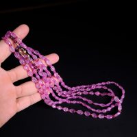 pink beaded layered necklace, ruby corundum beads, Pink Sapphire Bead Necklace, long beaded necklace, pink sapphire beaded necklace, fine jewelry bead necklace, handmade beaded necklace singapore, bead necklace singapore, pink sapphire necklace gold, beaded jewelry singapore, Gem Gardener