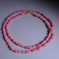 pink long beaded necklace, long natural stone bead necklace, long necklace singapore, beaded necklace singapore, long beaded necklace, rhodochrosite bead necklace, rhodonite bead necklace, fine jewelry beaded necklace, Gem Gardener